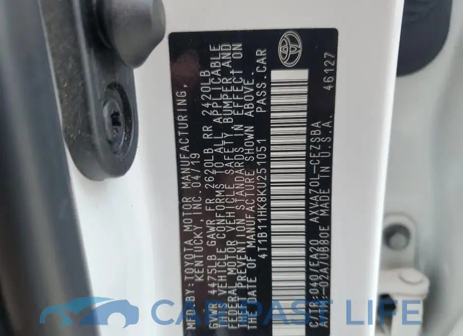 4T1B11HK8KU251051# 12