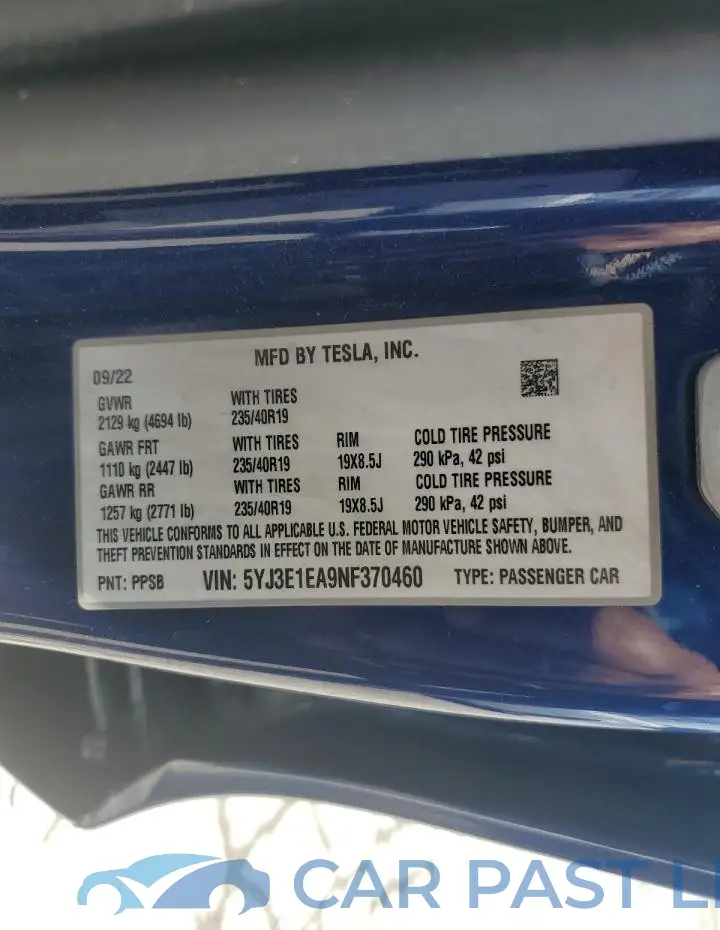 5YJ3E1EA9NF370460# 13