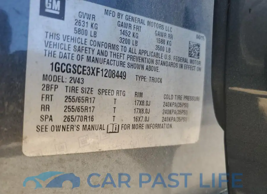 1GCGSCE3XF1208449# 12