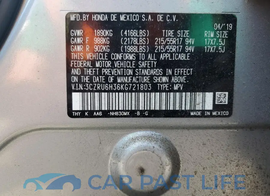 3CZRU6H36KG721803# 13