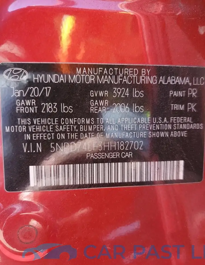 5NPD74LF3HH182702# 12