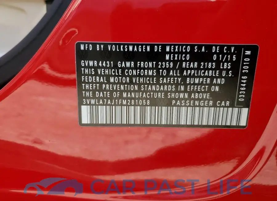 3VWLA7AJ1FM281058# 12