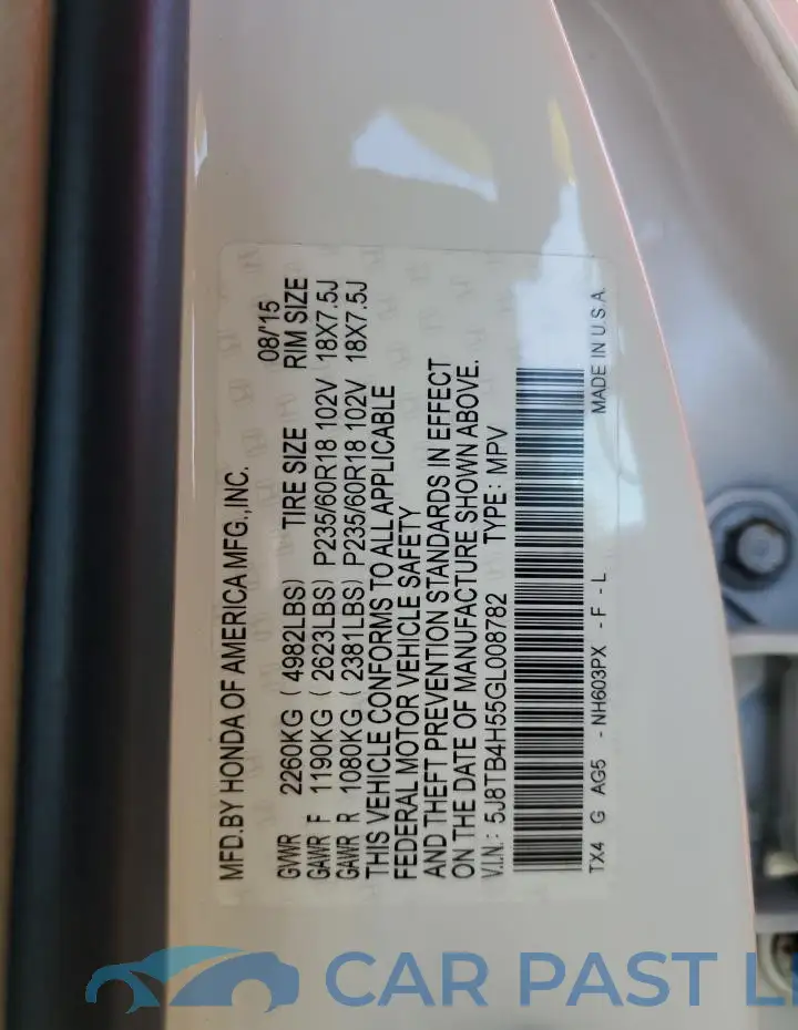 5J8TB4H55GL008782# 13