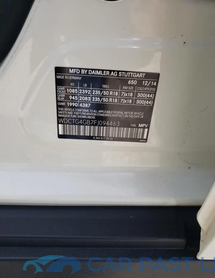 WDCTG4GB7FJ094463# 13