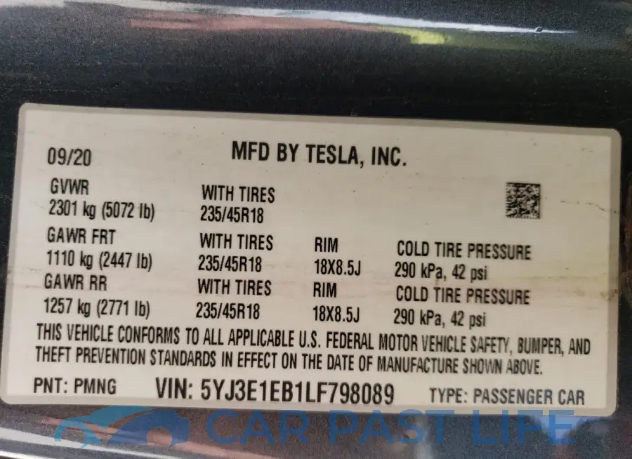 5YJ3E1EB1LF798089# 12
