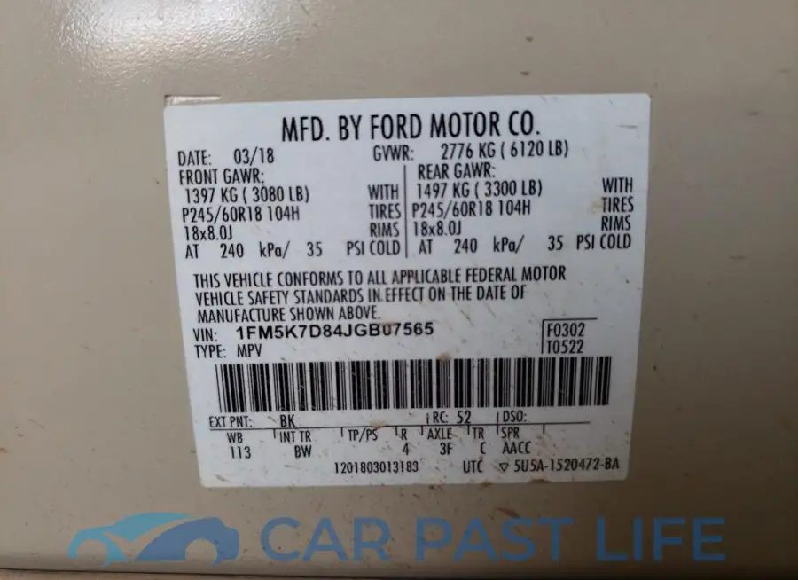1FM5K7D84JGB07565# 13
