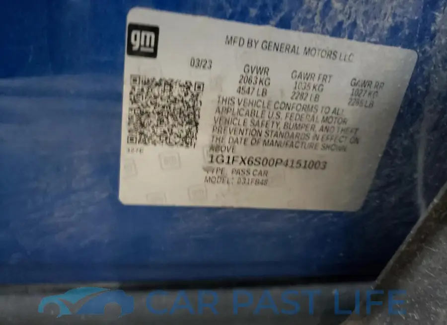 1G1FX6S00P4151003# 12