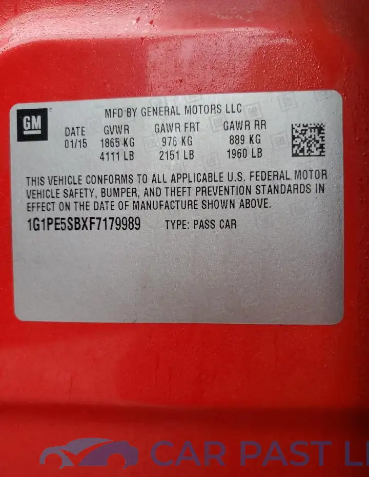 1G1PE5SBXF7179989# 12
