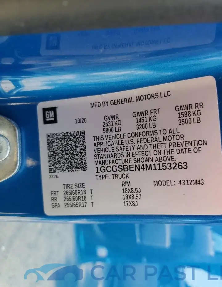 1GCGSBEN4M1153263# 12