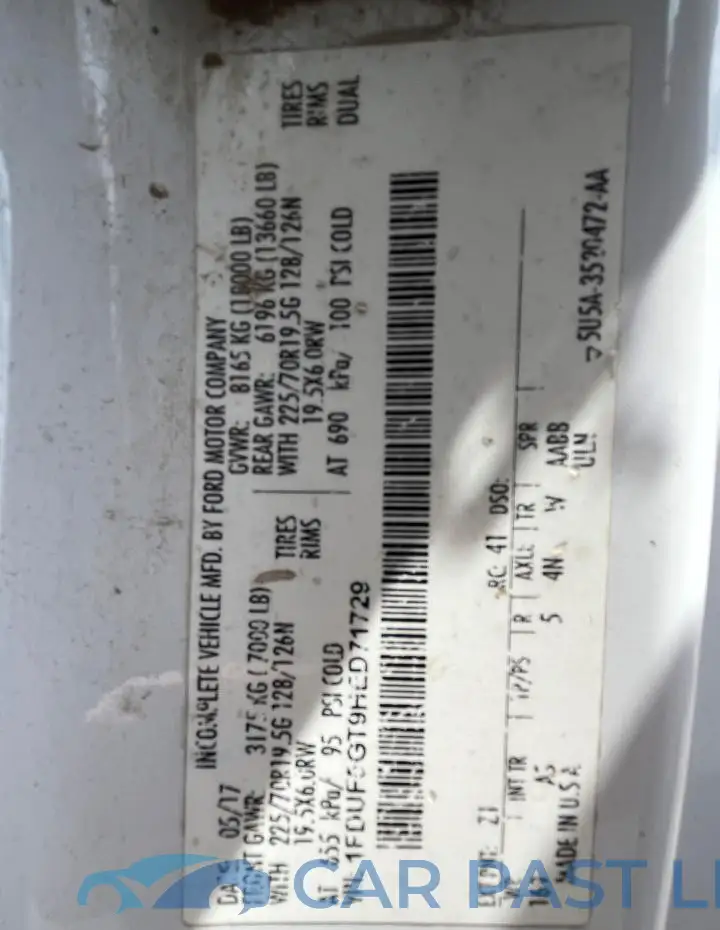 1FDUF5GT9HED71729# 10