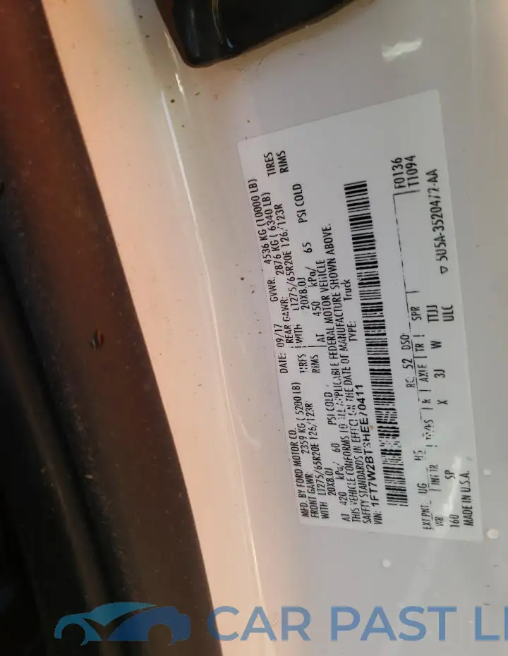 1FT7W2BT3HEE70411# 12