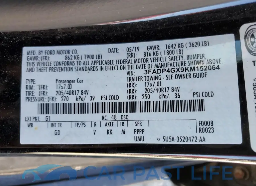 3FADP4GX9KM152064# 12