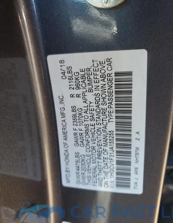 1HGCV1F31JA155255# 12