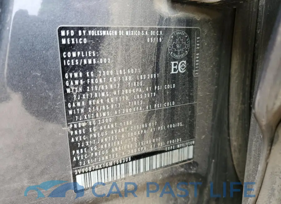 3VV0B7AX1KM156306# 13