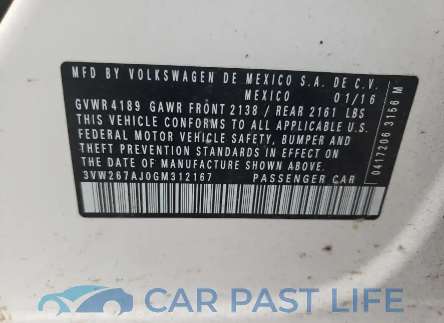 3VW267AJ0GM312167# 12