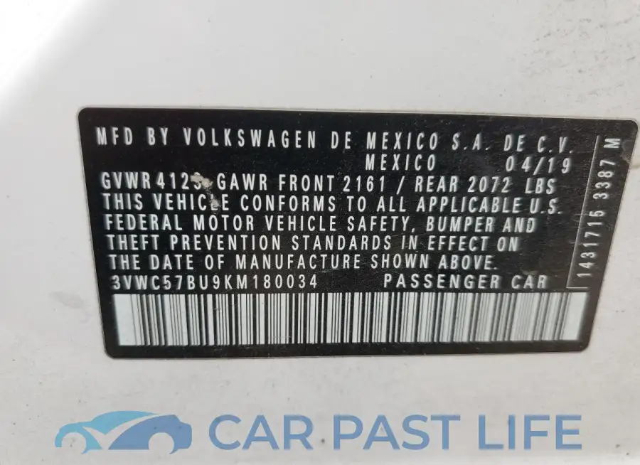 3VWC57BU9KM180034# 13