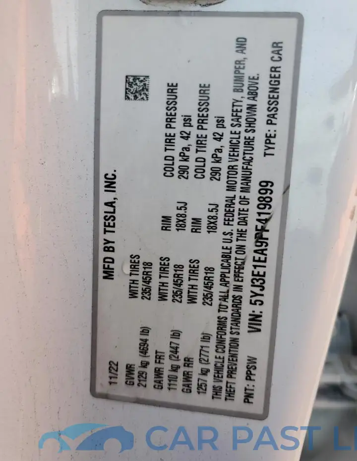 5YJ3E1EA9PF419899# 13