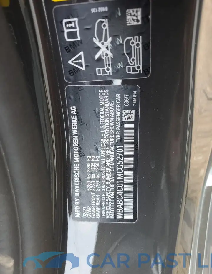 WBABC4C01MCG52701# 12