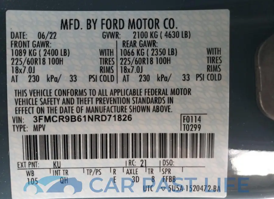 3FMCR9B61NRD71826# 12