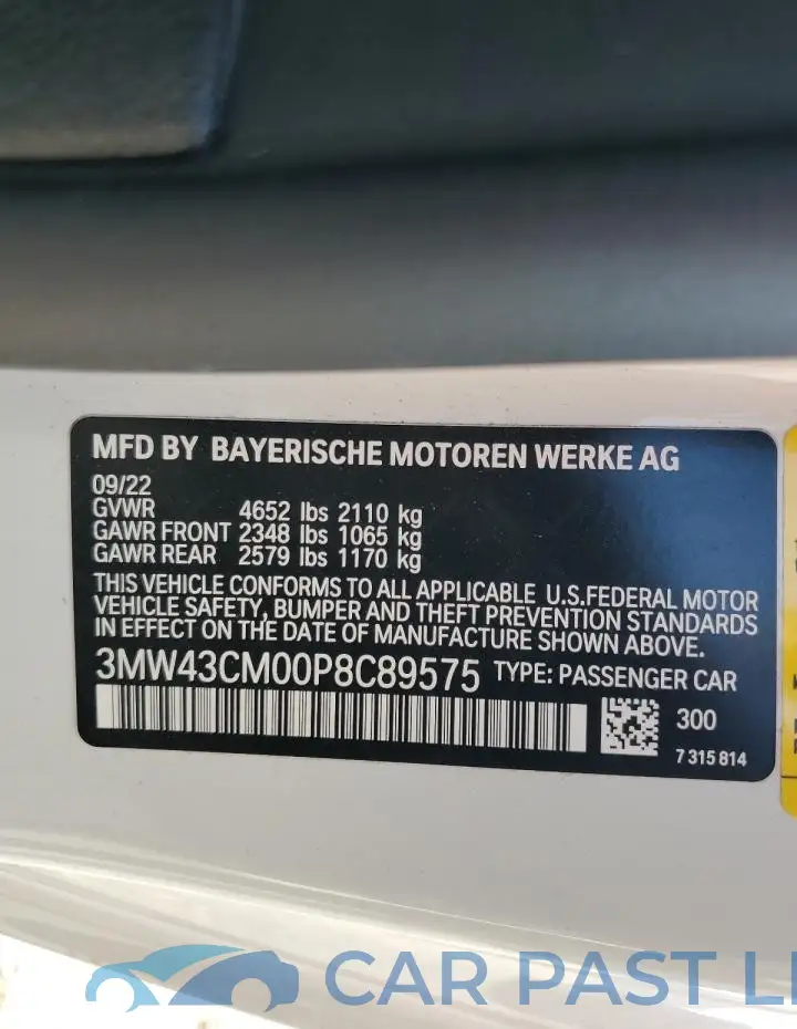 3MW43CM00P8C89575# 12