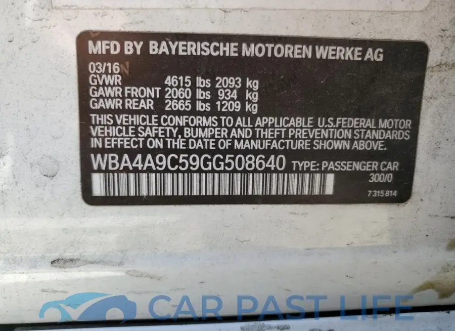 WBA4A9C59GG508640# 12