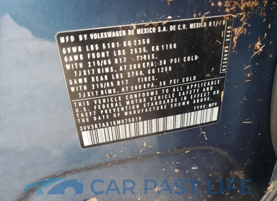 3VV3B7AX1KM075819# 14