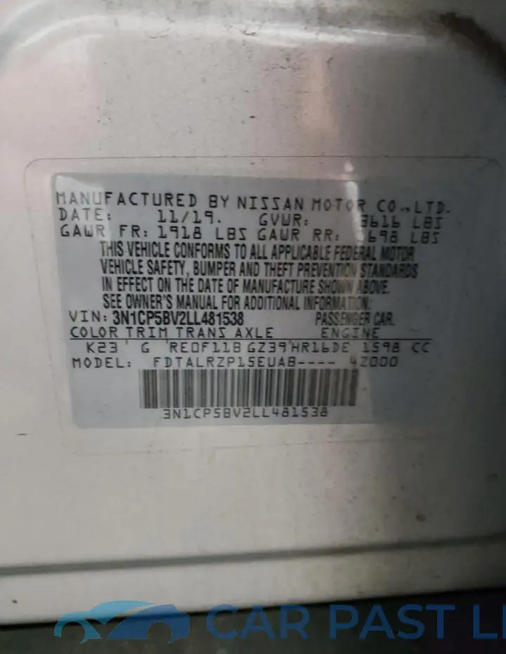 3N1CP5BV2LL481538# 12
