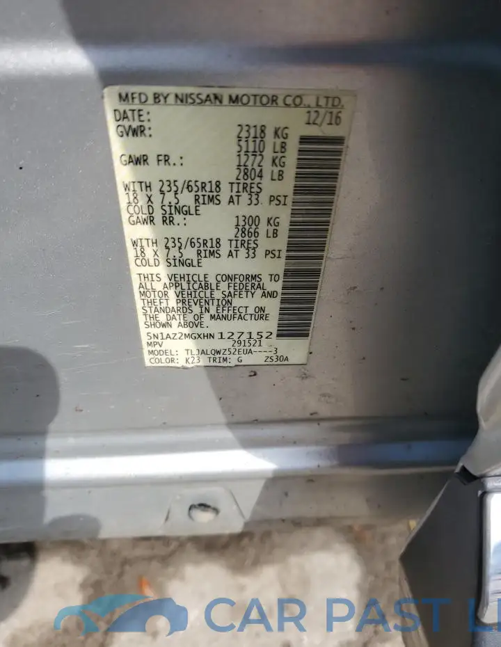 5N1AZ2MGXHN127152# 14