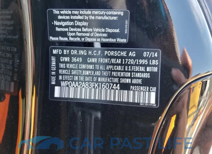 WP0AA2A83FK160744# 12