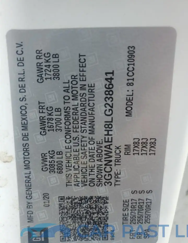3GCNWAEH8LG238641# 12