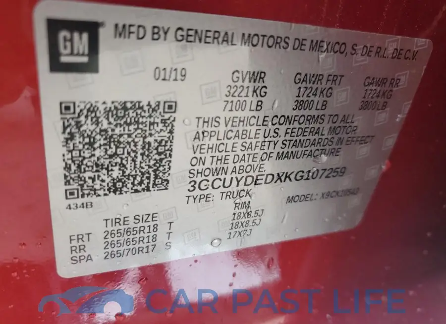 3GCUYDEDXKG107259# 12
