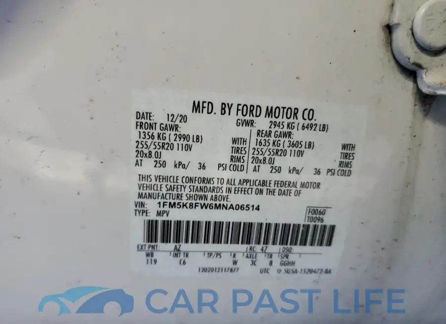 1FM5K8FW6MNA06514# 13