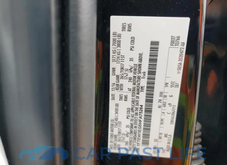 1FTEW1EG5HFA75284# 12