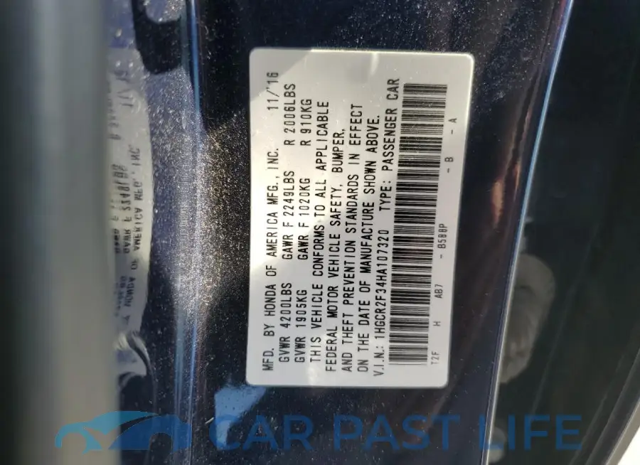 1HGCR2F34HA107320# 12