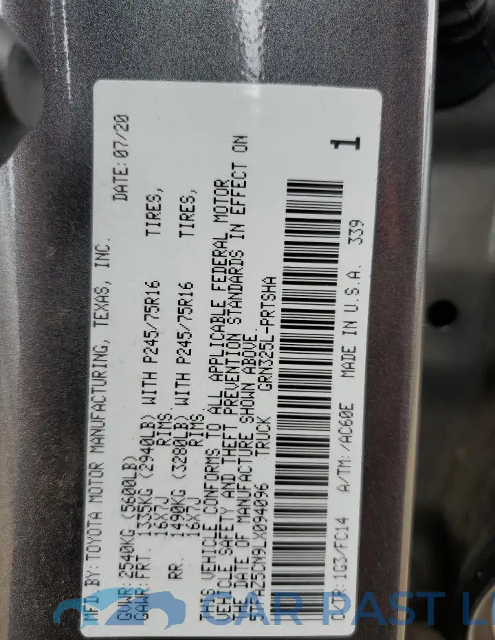 5TFAZ5CN9LX094096# 12
