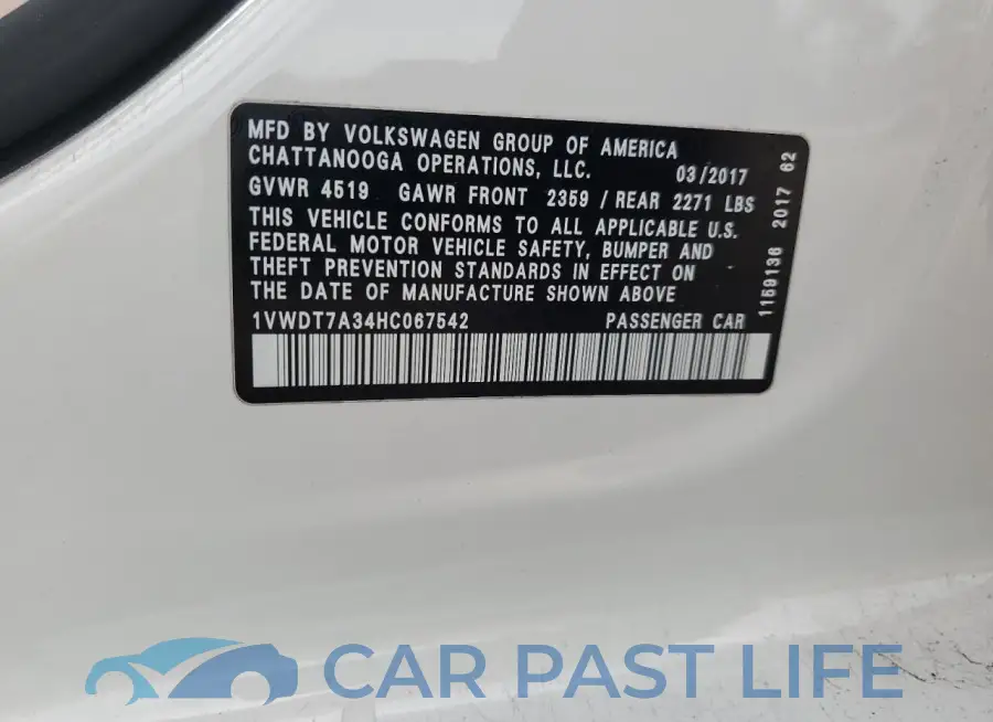 1VWDT7A34HC067542# 12