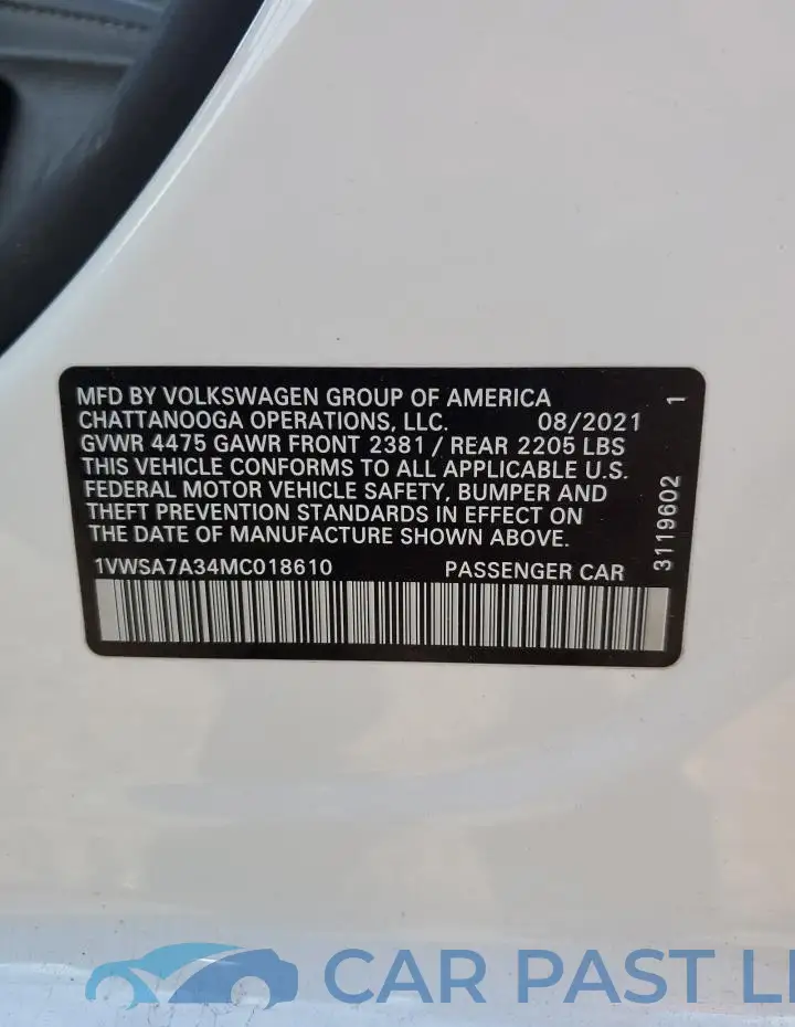 1VWSA7A34MC018610# 12
