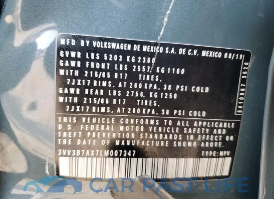 3VV3B7AX7LM007347# 13