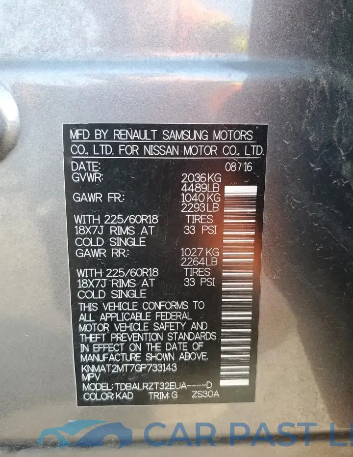 KNMAT2MT7GP733143# 14