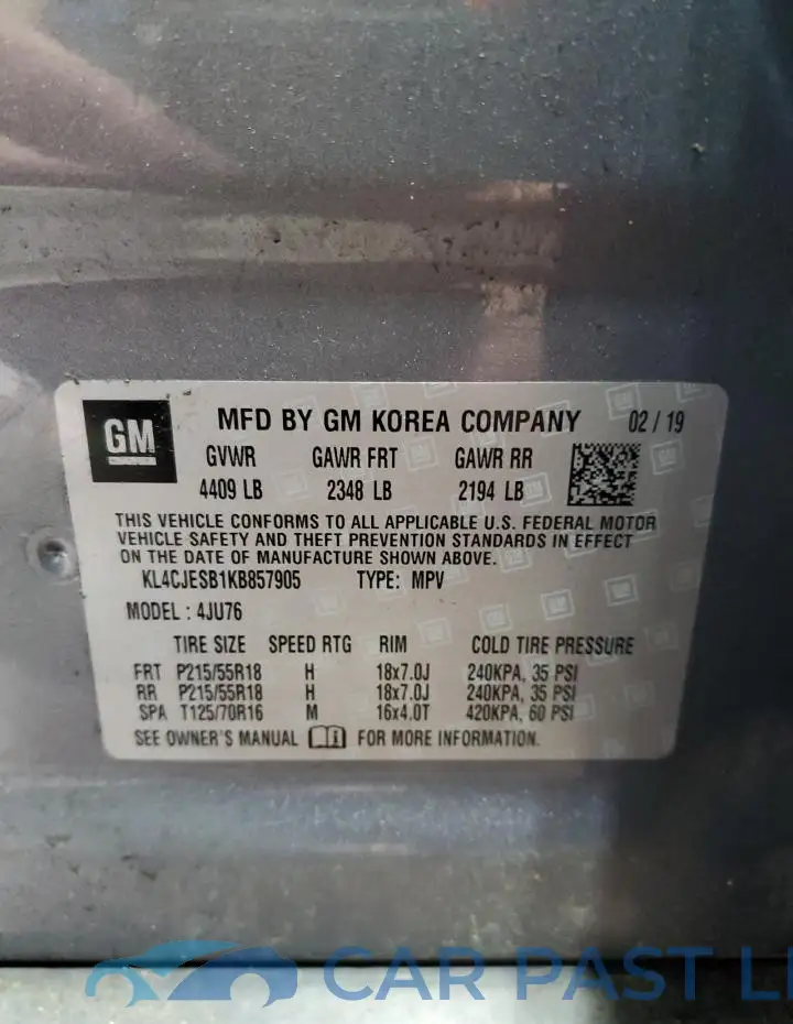 KL4CJESB1KB857905# 14