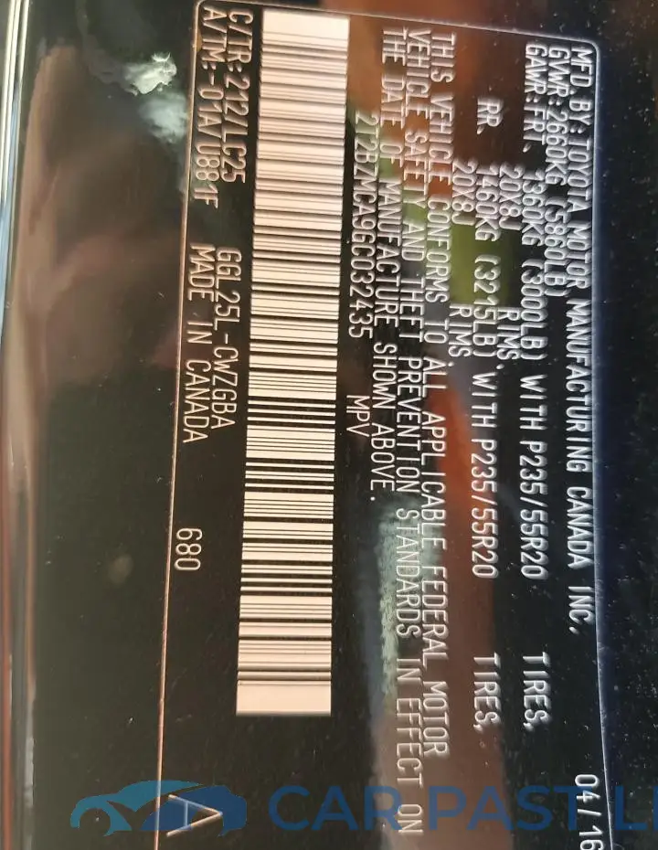 2T2BZMCA9GC032435# 13