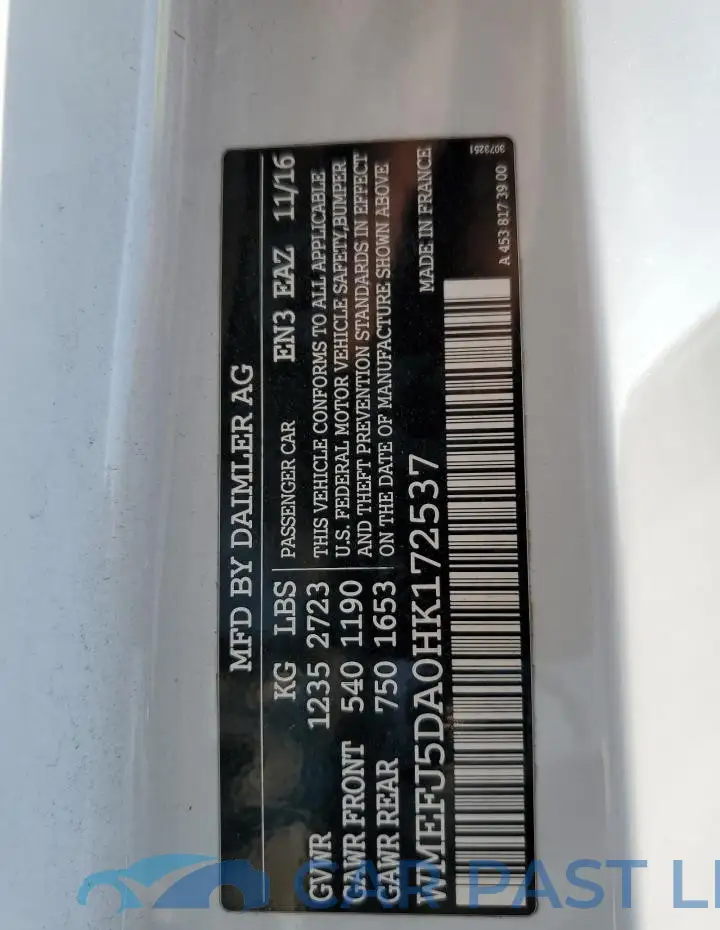 WMEFJ5DA0HK172537# 12