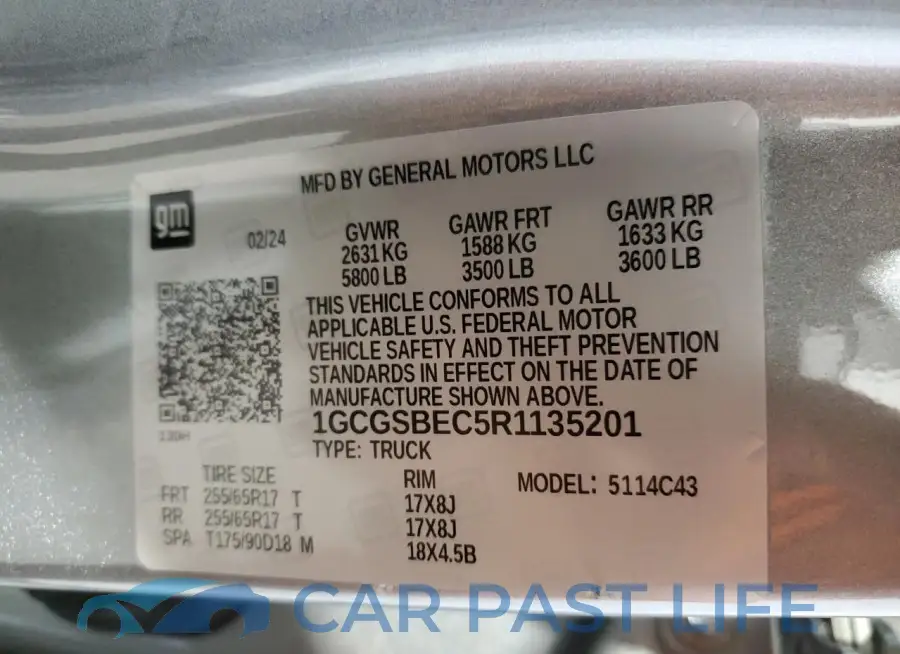 1GCGSBEC5R1135201# 12