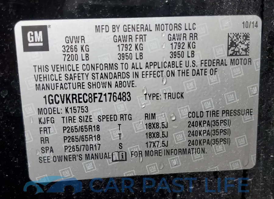 1GCVKREC8FZ176483# 12