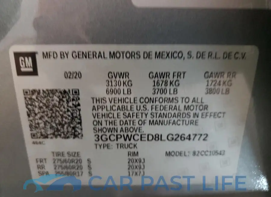 3GCPWCED8LG264772# 12