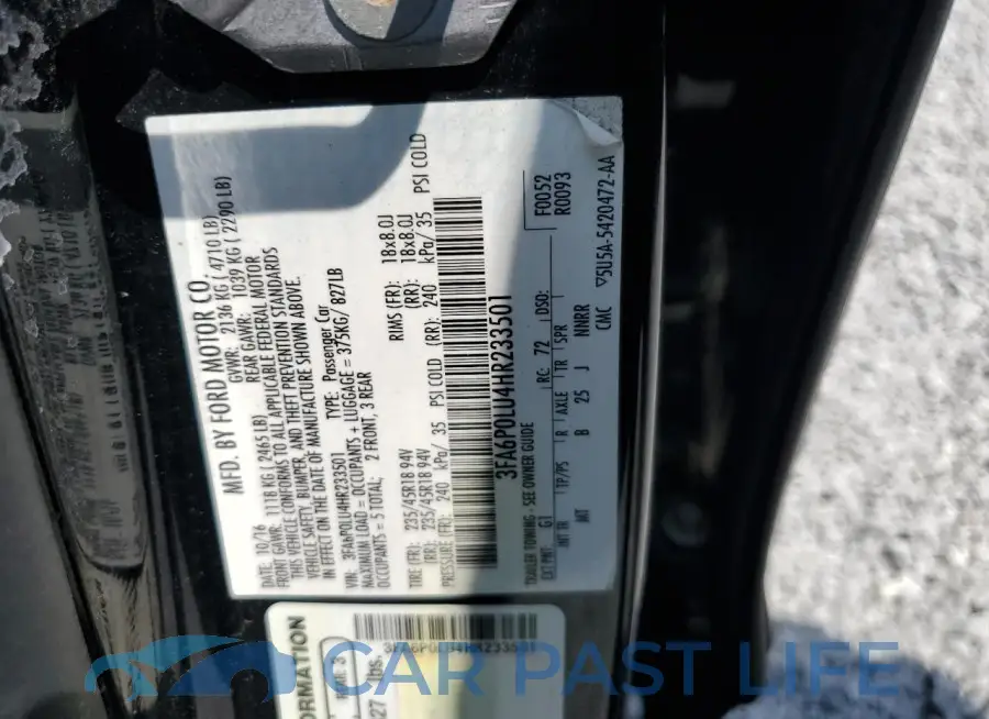 3FA6P0LU4HR233501# 12