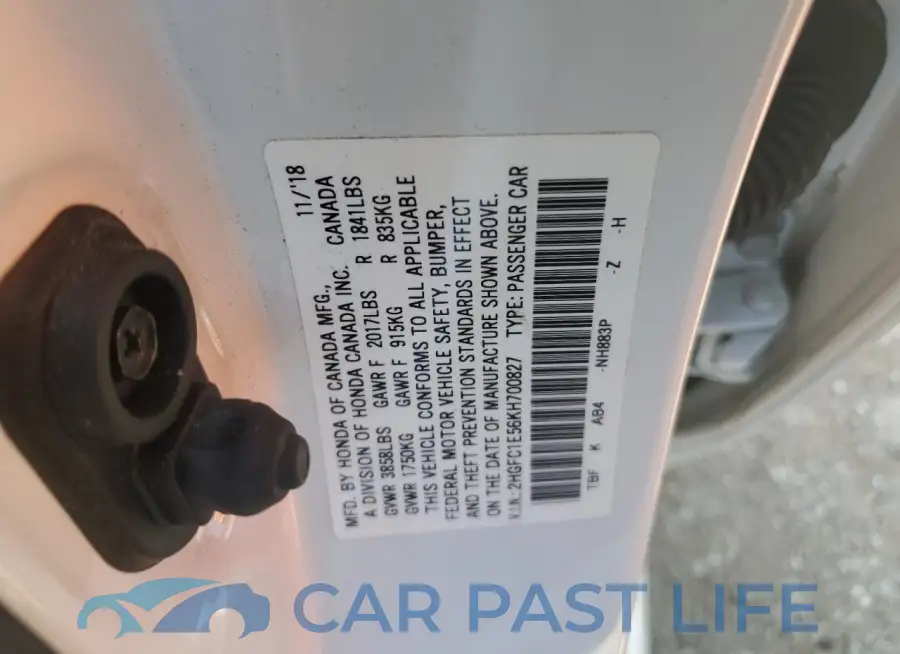 2HGFC1E56KH700827# 12