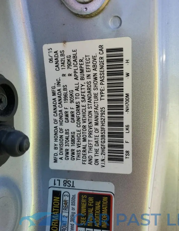 2HGFG3B53FH527925# 12
