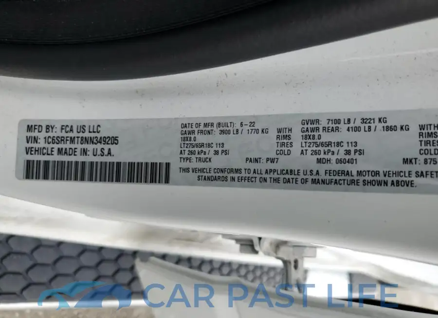 1C6SRFMT8NN349205# 12