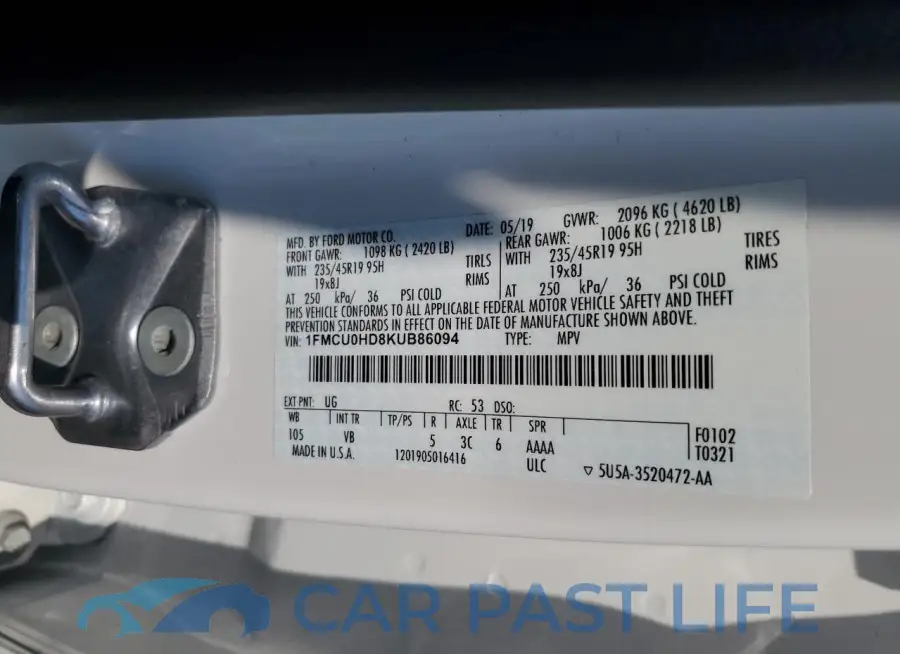 1FMCU0HD8KUB86094# 13
